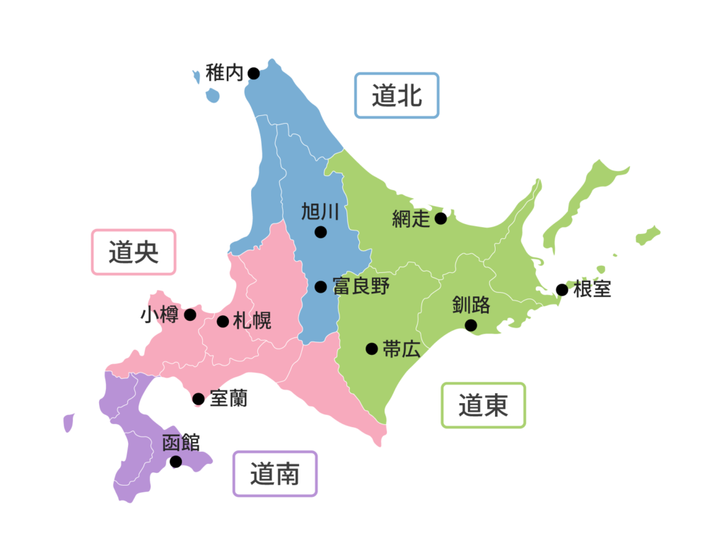 北海道の4つの地域